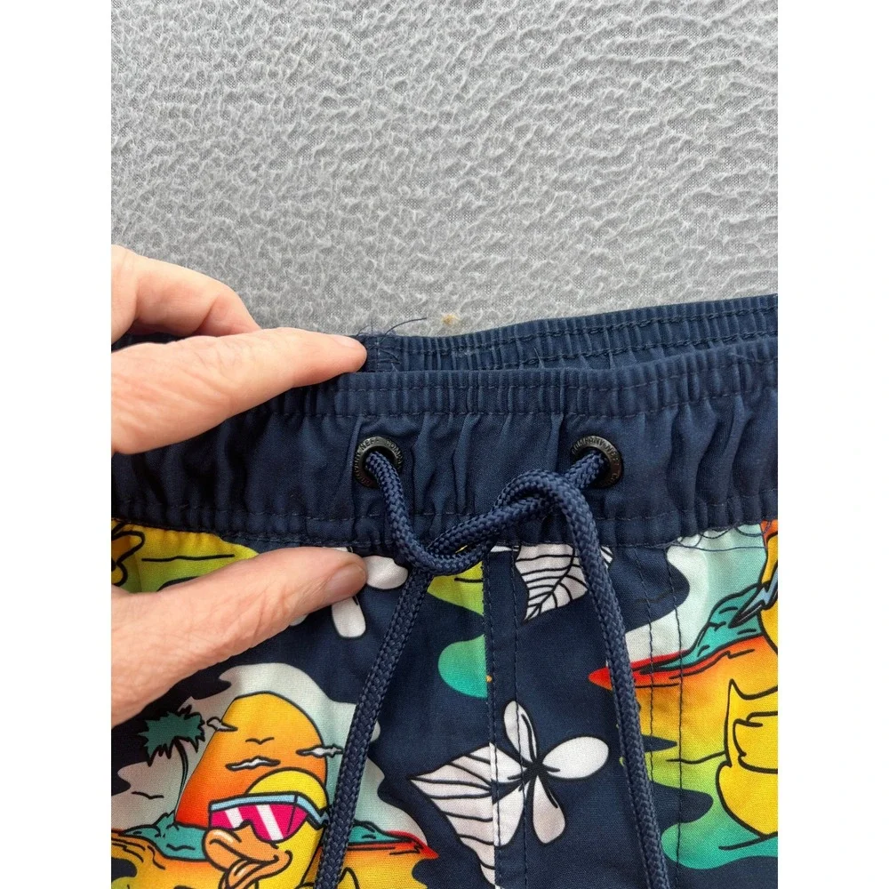 Neff Swim Trunks Size Medium Mens Tropical Duck Print Board Shorts Navy Blue